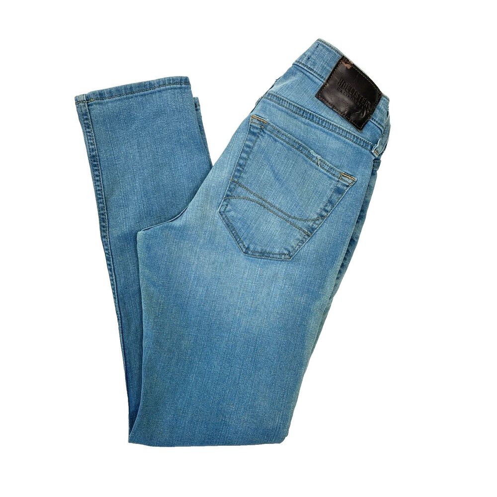 Hollister Advanced Stretch Skinny Jeans Blue Faded Light Wash Sz W26 L30 Retro